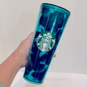 Starbucks Teal Turquoise Green Blue Wave Cold Cup Tumbler